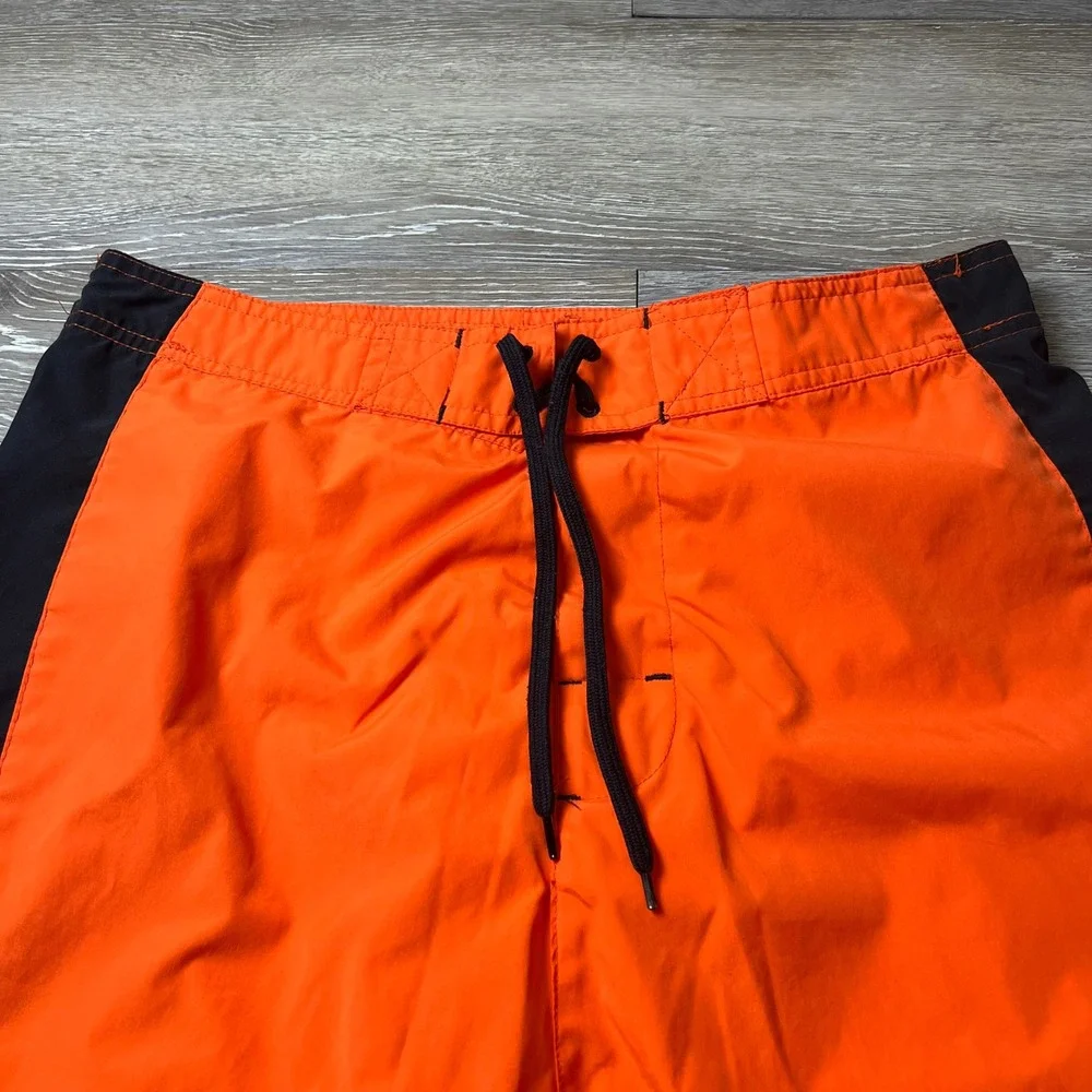 Harley-Davidson Swim Trunks Mens XL Orange Team Harley Board Shorts Mesh Lining